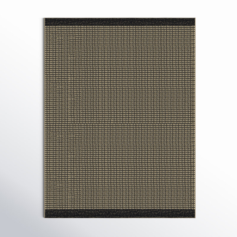 Tapis intérieur / extérieur texturé à carreaux noir / beige Trane, Rectangle 5 pi 3 po x 7 pi