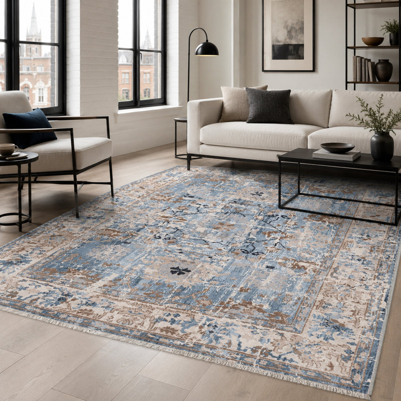 Vintage Look Cotton and Chenille Flatweave Area Rug, 80 x 150 cm