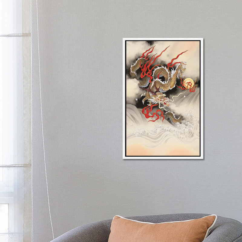 Dragon Quest - Painting on Canvas, 66.04 cm H x 45.72 cm W, White Framed