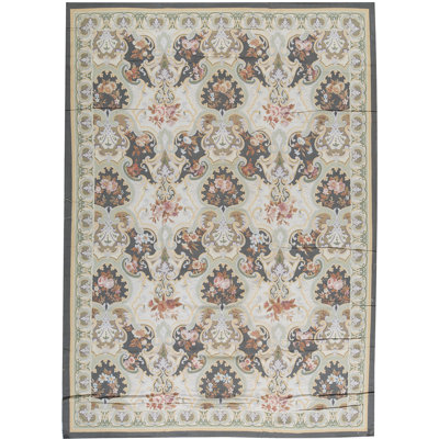 Hand-Knotted High-Quality Green and Green Area Rug