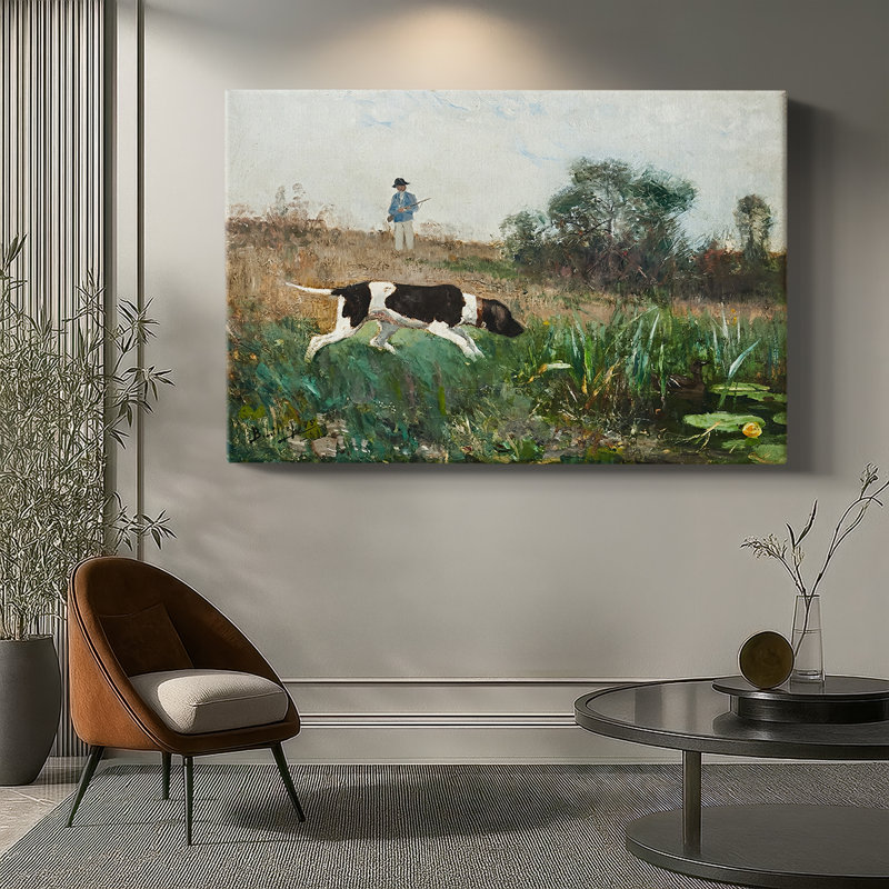Bruno Liljefors «Hunter with Pointer» - Art mural de qualité musée sur toile tendue, 18 x 27
