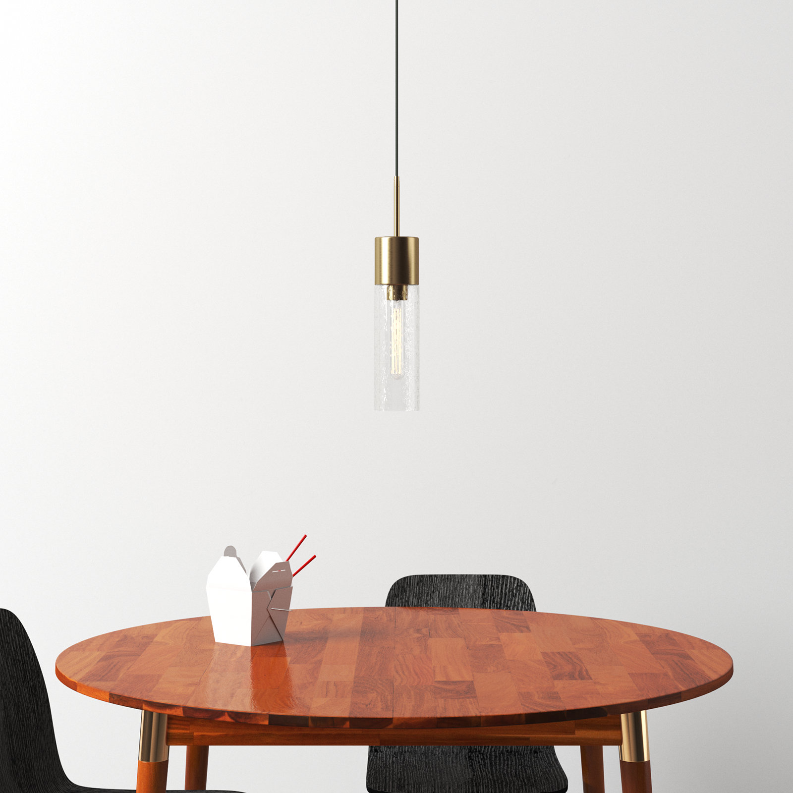 Hubbard Single Light Glass Dimmable Pendant, Brass, Seeded
