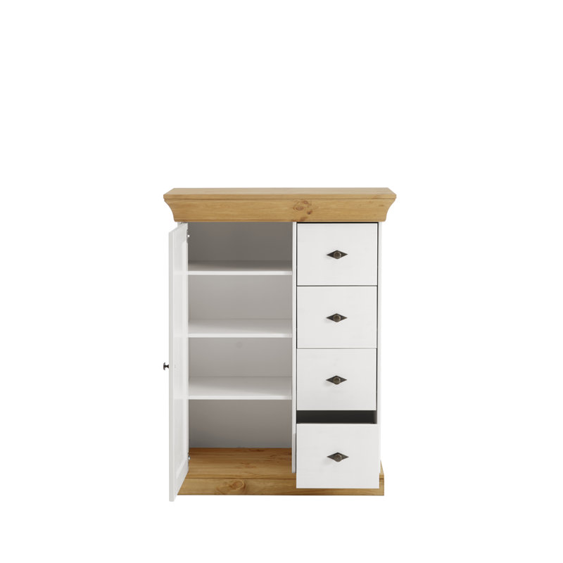Kelly 88cm Sideboard, White/Leach-coloured, 117cm H x 88cm W x 44.9cm D
