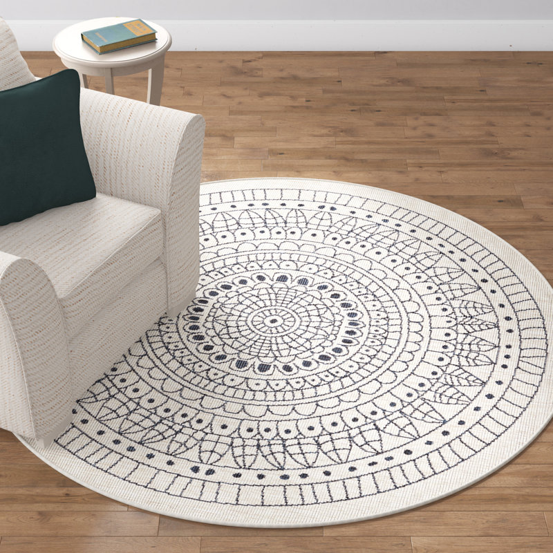 Porto Grey/Cream Reversible Rug, Round 200cm