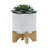 5" CHEVRON PLANTER W/ STAND, WHITE