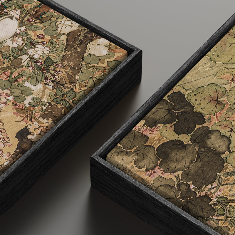 Vintage Landscape Wall Art - 20x60 inches Framed Canvas Set of 2, Black