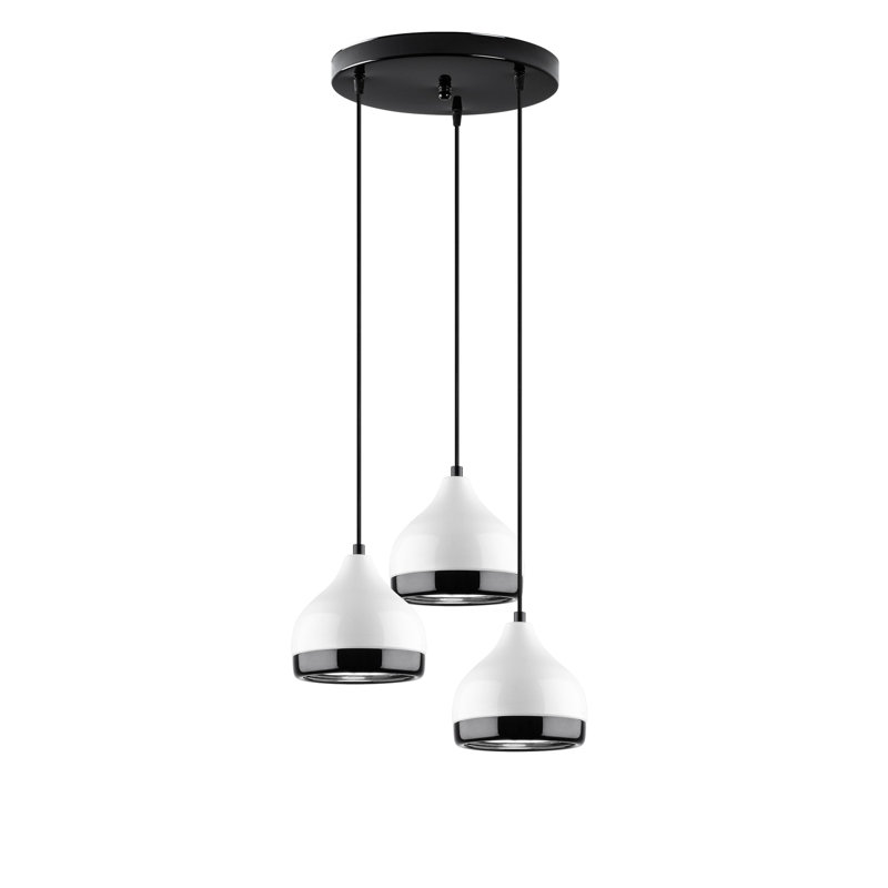 Folse 3 - Light Teardrop Pendant, White/Black