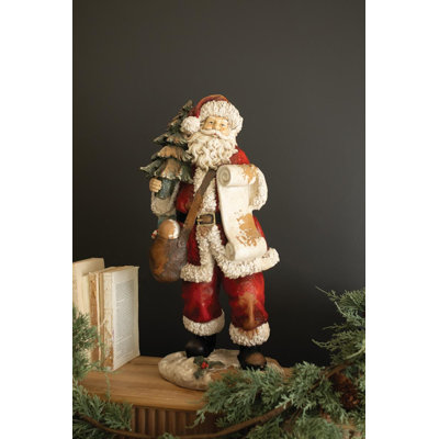 FAUX CONCRETE SANTA WITH LIST