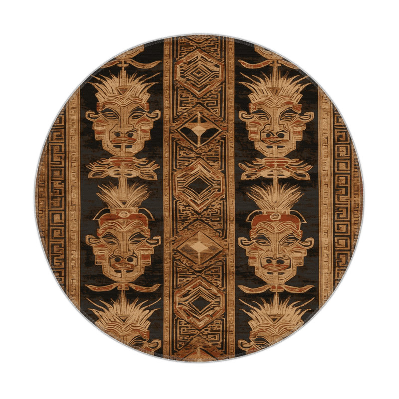 ArtDeco Black Indoor and Outdoor Area Rug, Round 5'