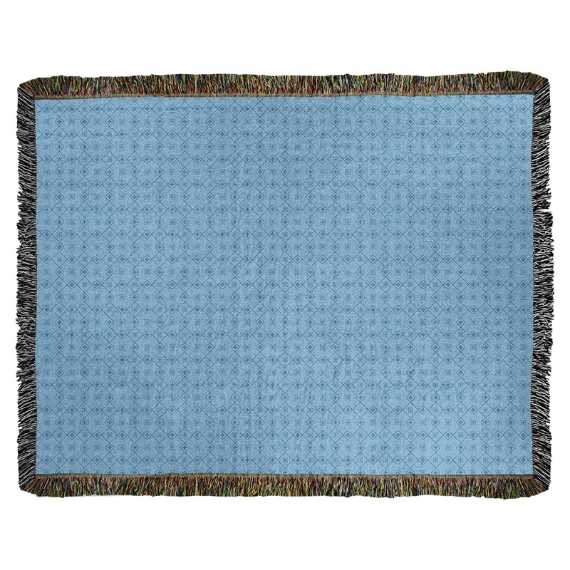 Couverture en coton tissé Katelyn Elizabeth, l 50 po x L 60 po, bleu