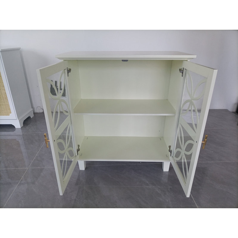 Armoire décorative avec 2 portes en verre et tablettes réglables