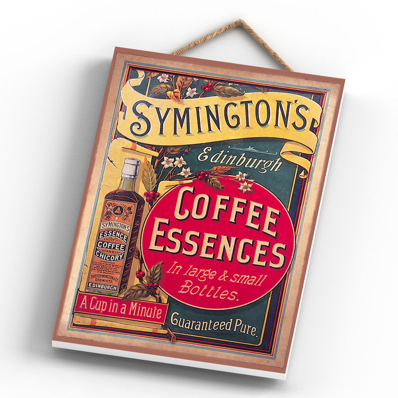 Symingtons Coffee Vintage Retro Poster Design On Wooden Plaque