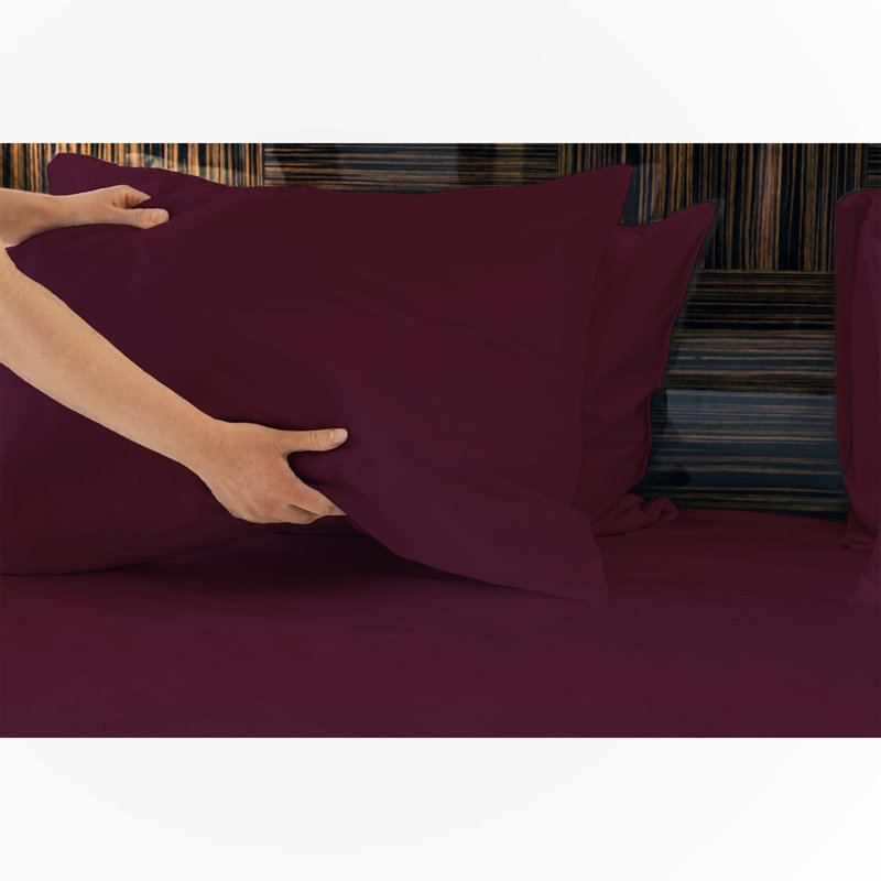 Sheet Set, Queen Sheet Set w/ 1 Fitted Sheet, 2 Pillowcases, Burgundy