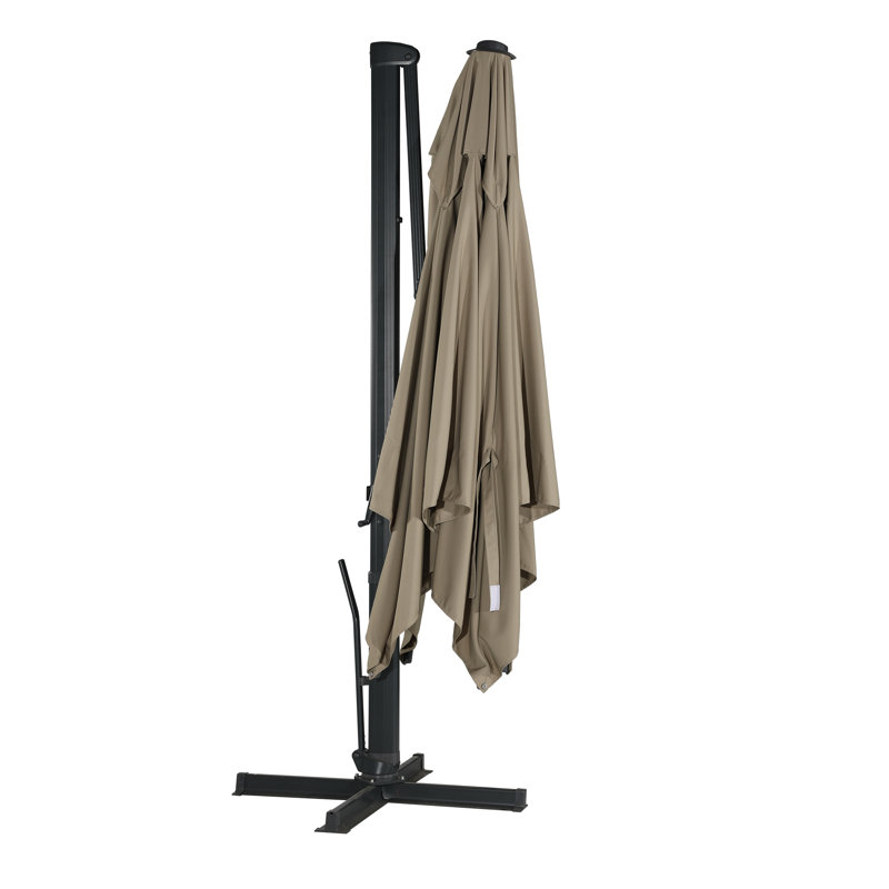 Parasol en porte-à-faux rectangulaire avec haut-parleur Bluetooth 13 'x 10' Mytchell, Brun clair