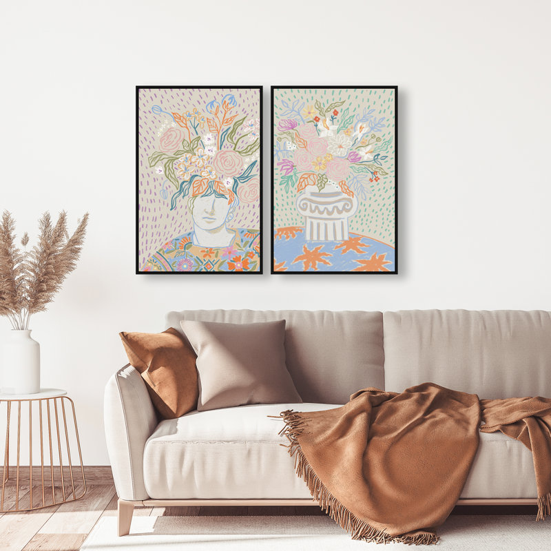 Summer Flourish Set Set by Oliver Gal, 74"H x 50"W, Black Floater Frame