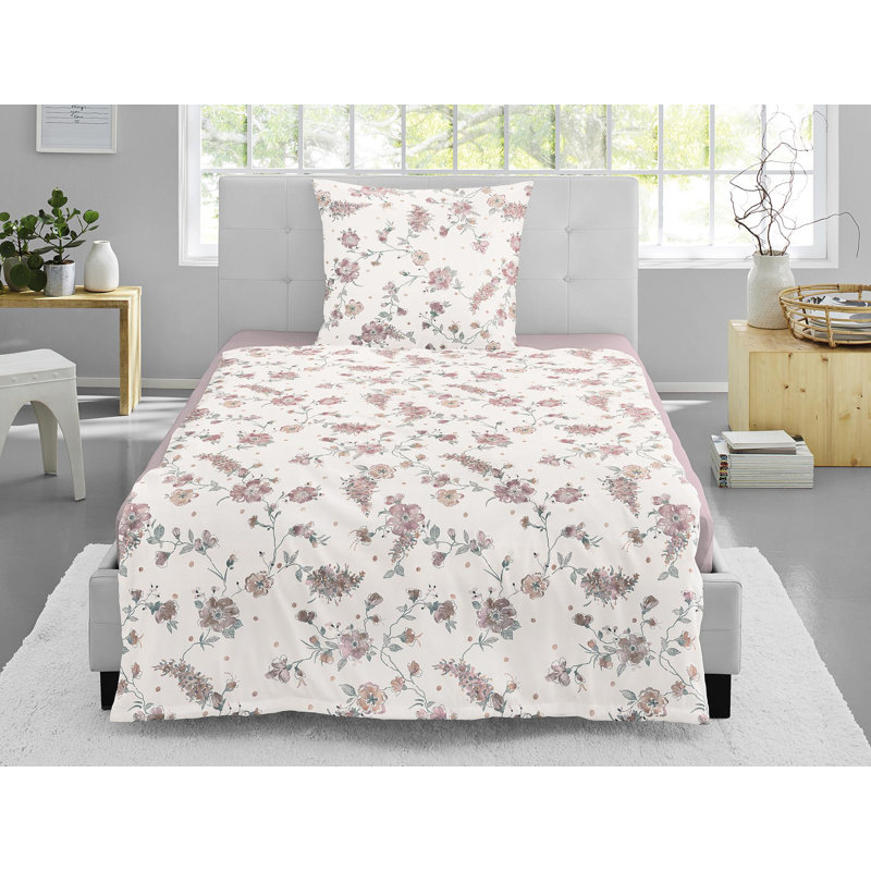 Luna Jersey Duvet Cover Set, Grey, 155 x 220cm Duvet Cover + 1 Pillowcase 
