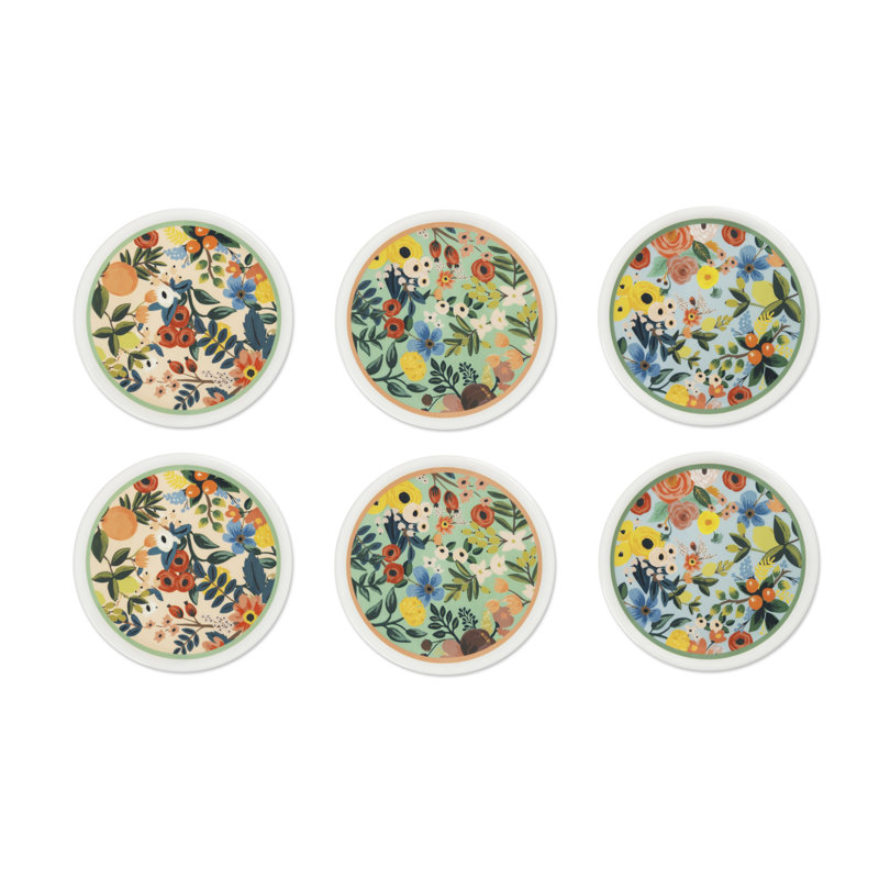 Excelsa set of 6 pizza plates Fiori Frida porcelain 30,5x30,5 cm multicolor