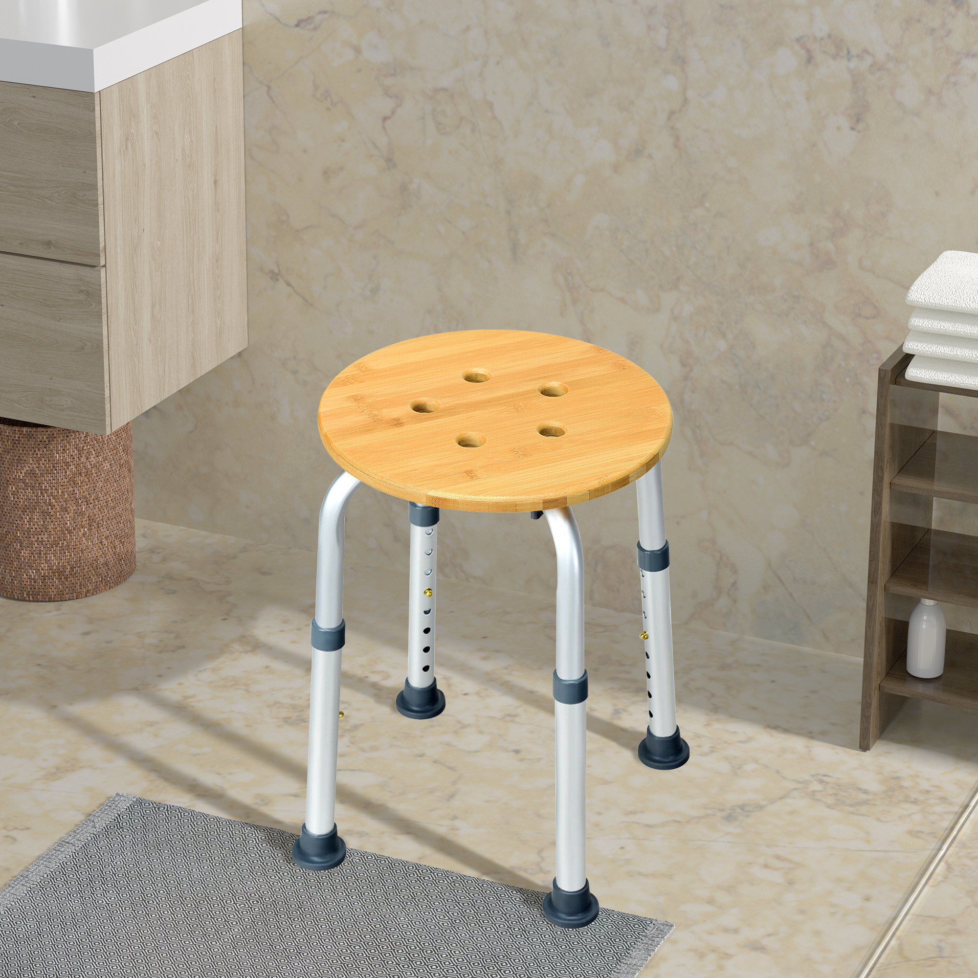 Bamboo corner shower discount bench