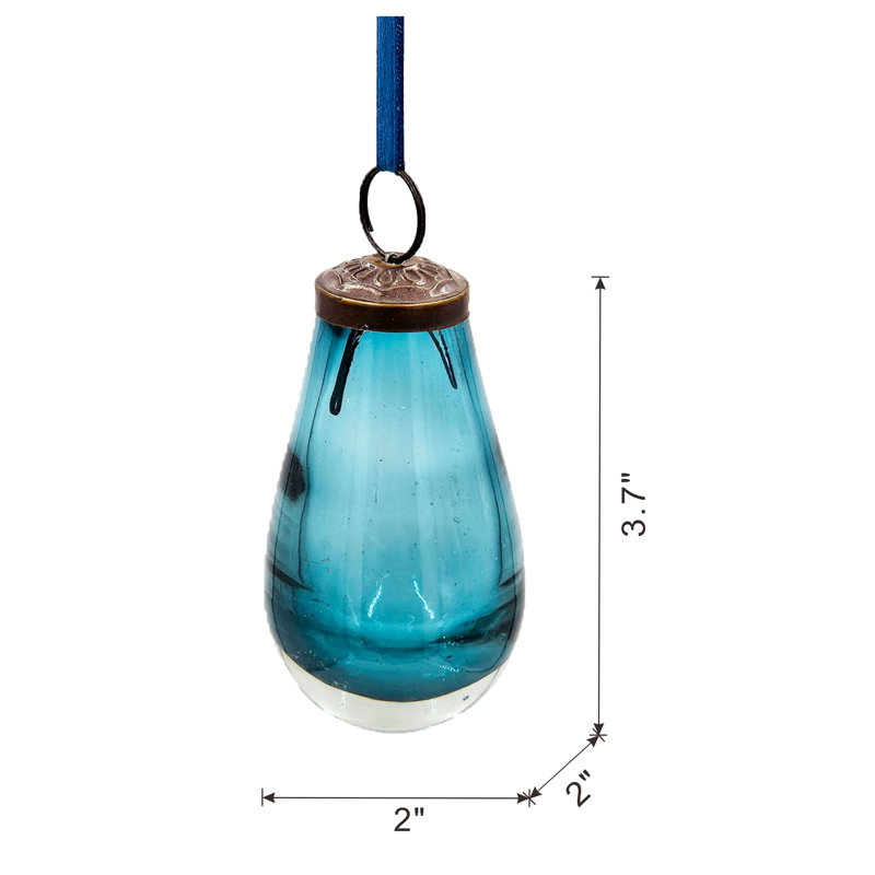 Ornement en forme de goutte Luster Tear Drop, Bleu