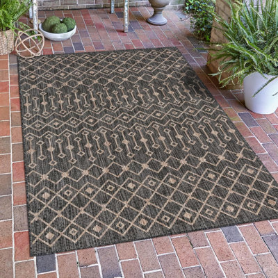 Tapis intérieur / extérieur gris anthracite Leyla