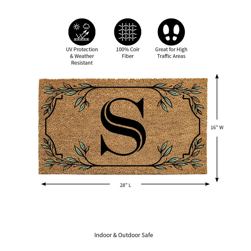 Tapis monogramme en fibre de coco, lettre «S»