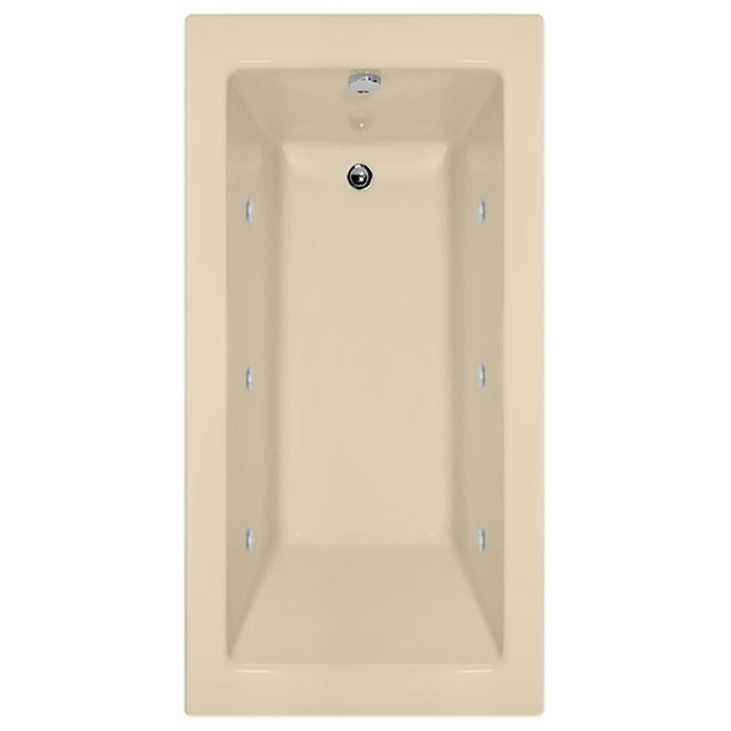 Sydney 60'' L Whirlpool Bathtub, Biscuit, Left, Matte Black