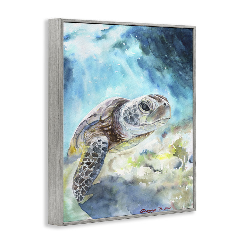 «Sea Turtle Ocean Animal Watercolor Paint», impression sur toile, Estampe numérique Farmhouse, H 14 po x l 11 po