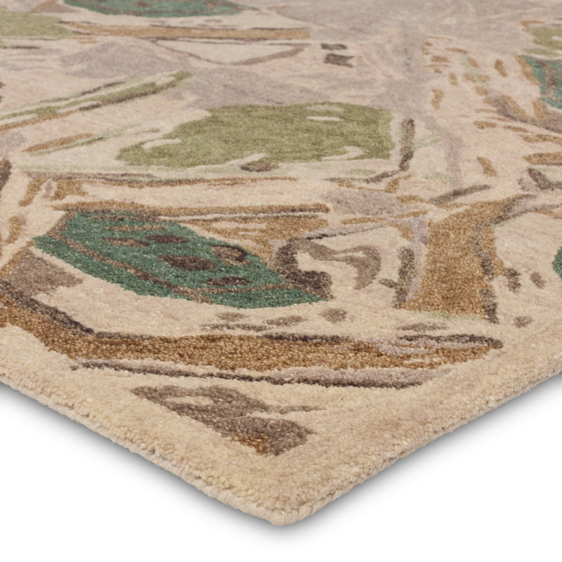 Zoe Bios By Jaipur Living Orto Botanica HNC02 Handmade Abstract Green and Taupe Area Rug (6'x9'), Rectangle 6' x 9'