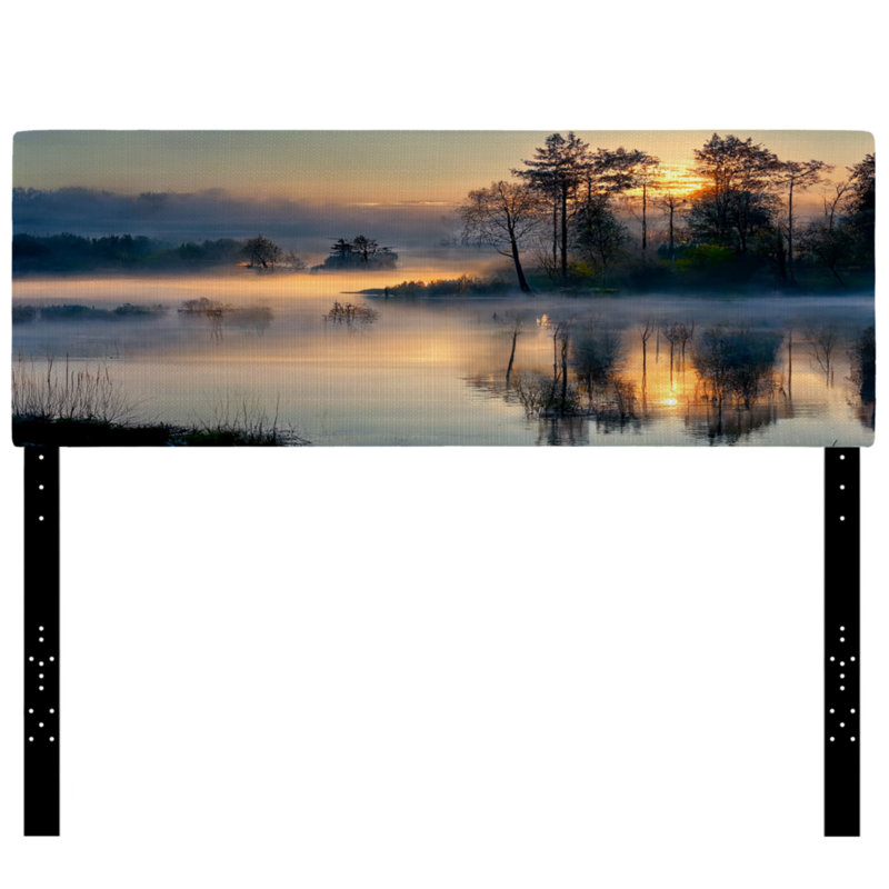 Kasima - Landscape Lake Upholstery Panel Headboard, Très grand