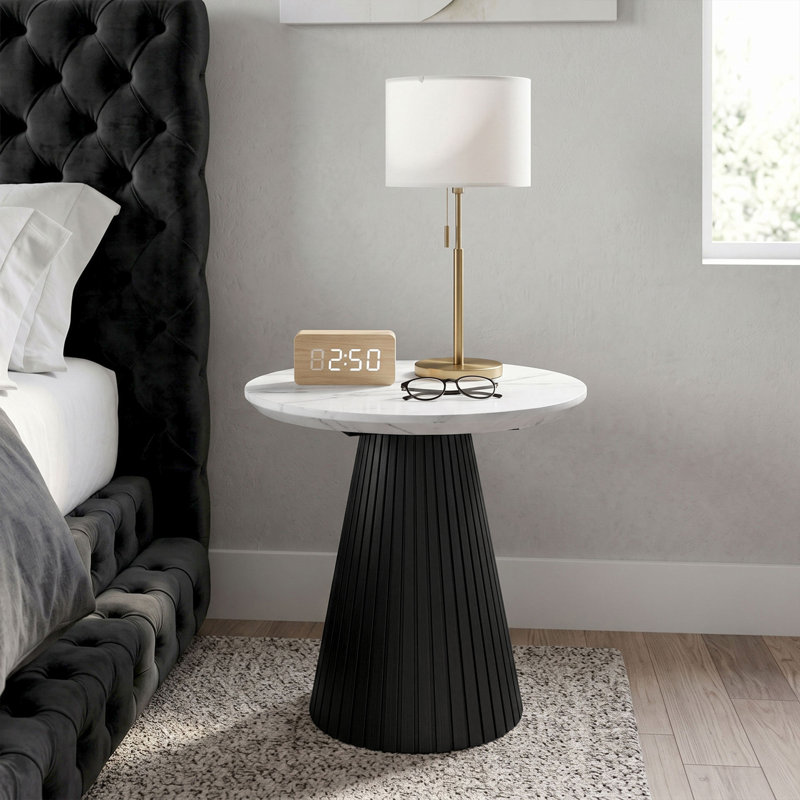 Housel 22"W Faux Marble Round End Table
