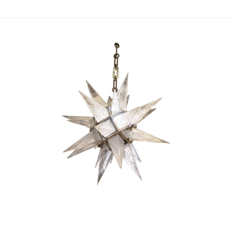Lustre géométrique clair, Blanc opaque, Nickel poli, 36" Wide x 36" Height