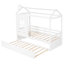 Twin Size House Bed Wood Bed With Twin Size Trundle ( White )