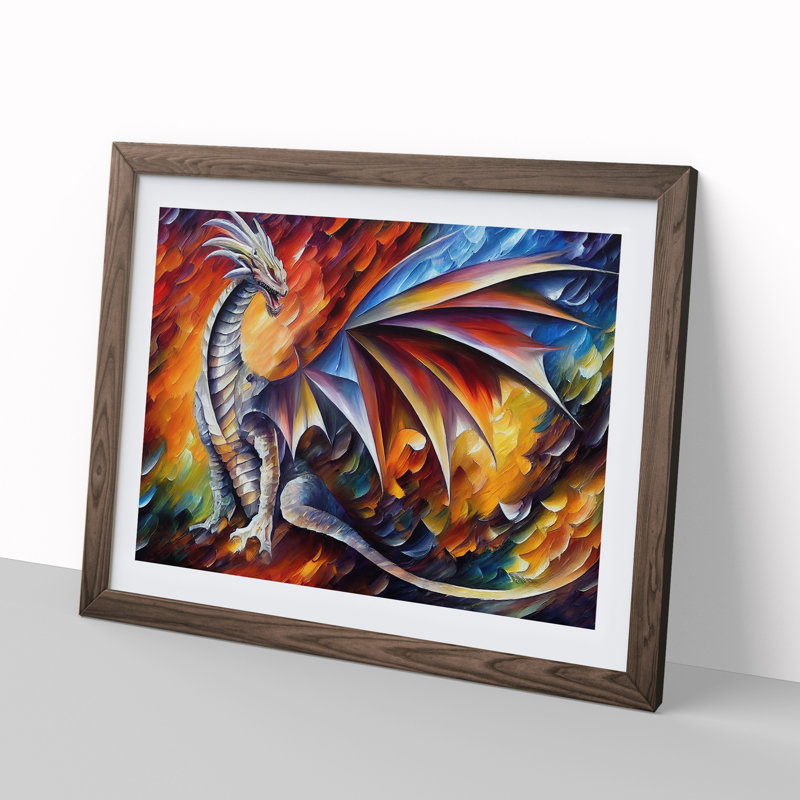 XH1022-2771X Dragon Art Vol.1 1 Piece Single Picture Frame Wall Art, 25cm H x 34cm W x 2cm D, Walnut Framed