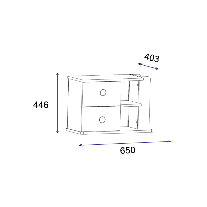 Allianah 165.1cm W Particle Board / Chipboard Bedside Table
