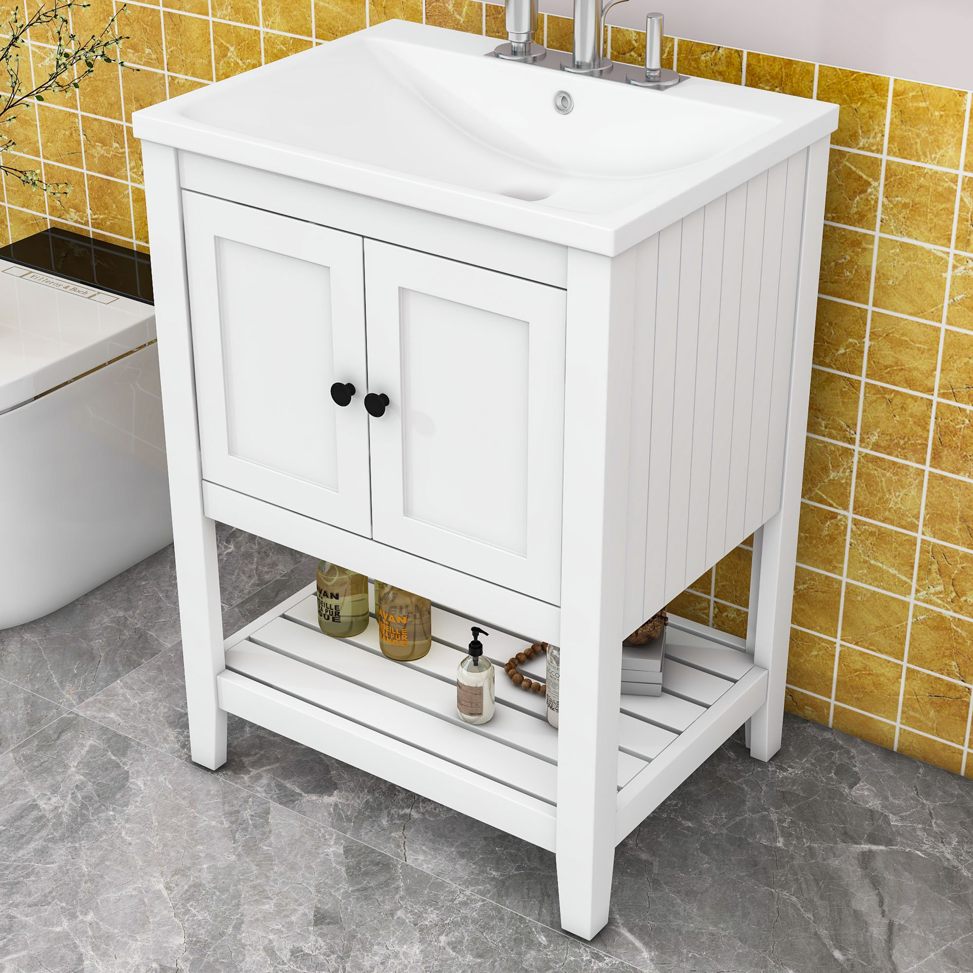 Winston Porter Neval 24'' Single Bathroom Vanity with Ceramic Top | Wayfair