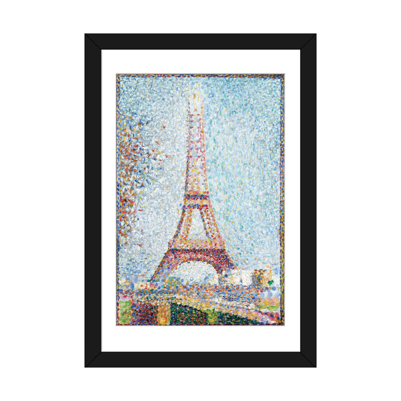 «The Eiffel Tower, 1889» par Georges Seurat, impression sur toile, H 24 po x l 16 po x P 1 po, Papier beaux-arts encadré noir