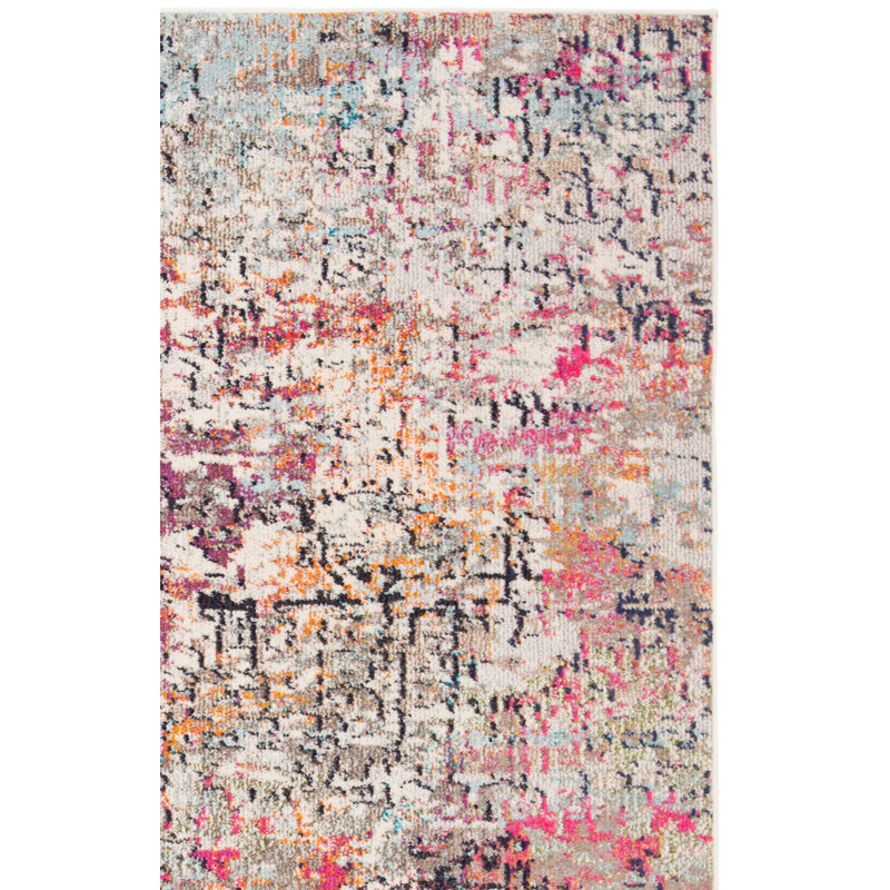 Felty Abstract Grey/Pink Area Rug, Rectangle 2'2" x 4'