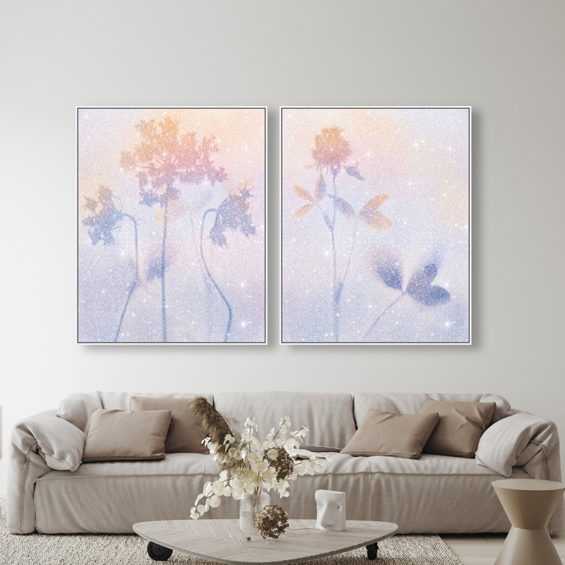 Lavender Shadows Set Set by Oliver Gal, 37"H x 46"W, White Floater Frame