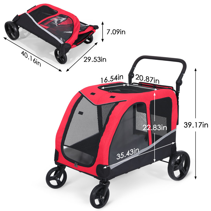 Stroller for Large Dogs, Extra Large Pet Stroller for Medium 2 Dogs, Dog Wagon, Dog Carriage, Foldable Design, Adjustable Handle
