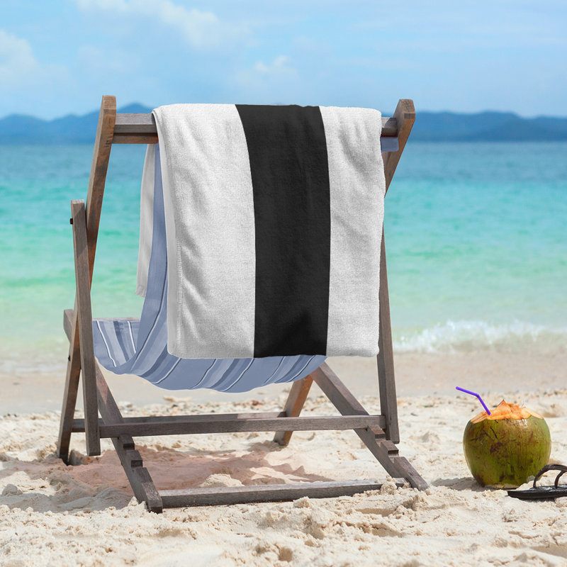 Jacksonville Throwback Football Stripes Bath Towel, Polyester/Cotton, White/Black/White