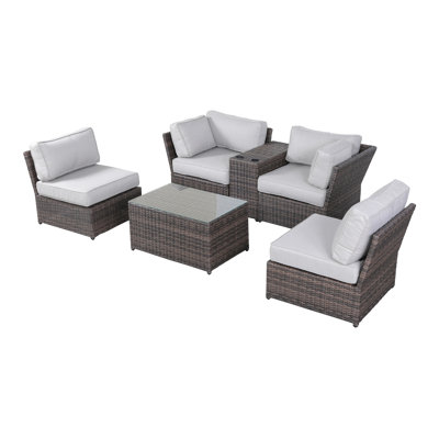 Elodie Wicker Fully Assembled 4 - Person Seating Group with Cushions