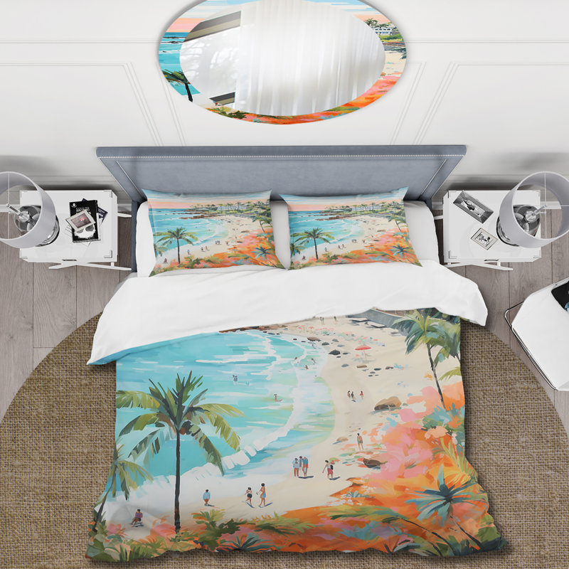 Ensemble de housse de couette à motif pastel Coastal Beach Scene Paradise II - Coastal Beach