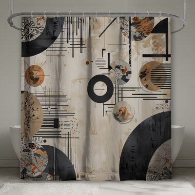 Geometric Abstract Circles Shower Curtains Extra Long