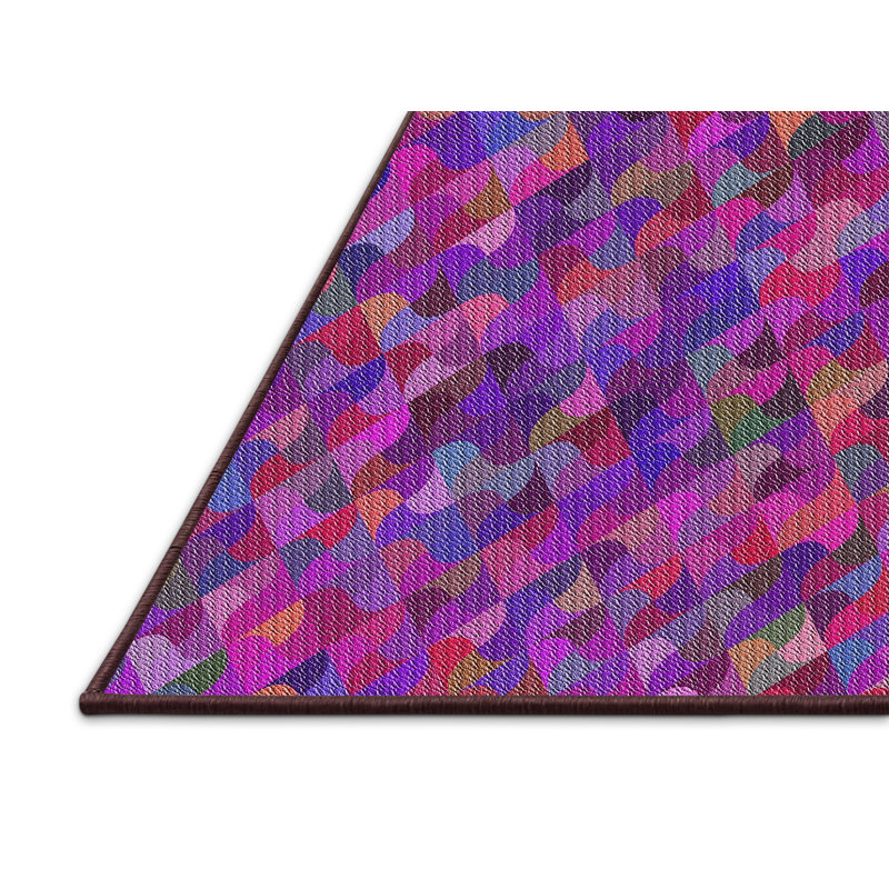 Tapis décoratif mauve géométrique, Rectangle 7 pi x 9 pi