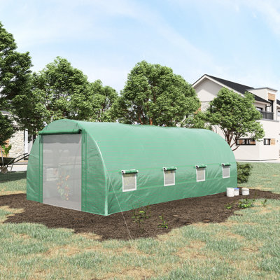 Maison chaude de jardin de 19 pi x 10 pi x 7 pi, structure en acier galvanisé avec accès à fermeture à glissière et 8 fenêtres en filet ventilées, prolonger la saison de croissance, bloquer la serre extérieure, dommages causés par le soleil, améliorer l'expérience de plantation