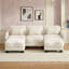 Canapé en forme de U avec 3 coussins lombaires et 2 poufs amovibles-1668165927