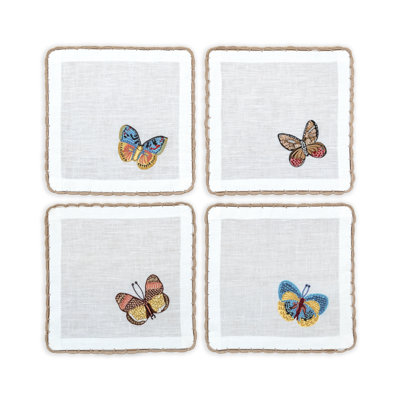 Flutter and Lace Cocktail Napkins 6x6 Inch