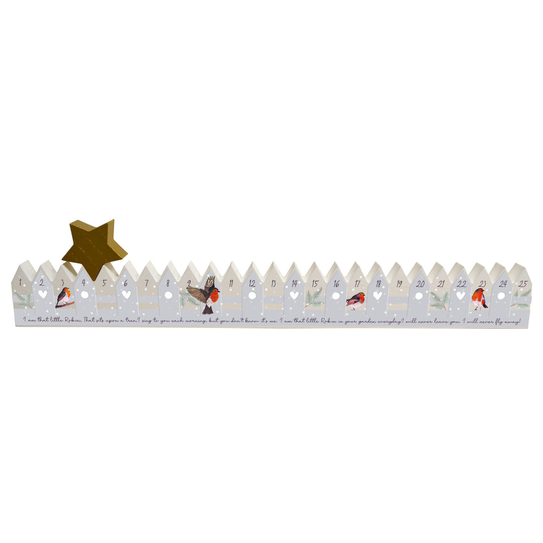 Never Leave You Festive Robin Christmas 3D Wood Advent Calendar