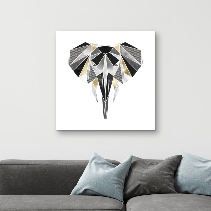Geometric elephant - 32"x32" art on canvas