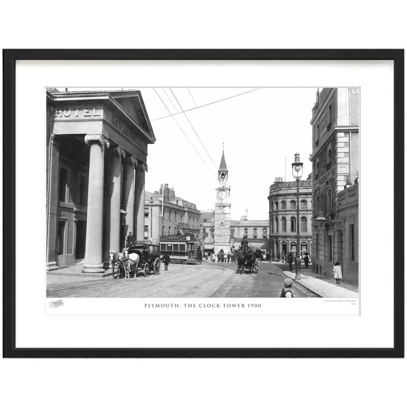 Plymouth, The Clock Tower 1900 by Francis Frith - Single Picture Frame Print, 40cm H x 50cm W x 2.3cm D
